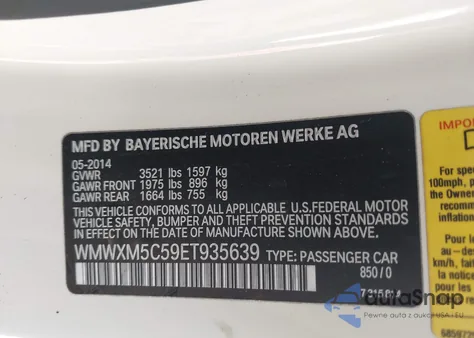 2014 Mini Hardtop Cooper из США, поврежденный, VIN WMWXM5C59ET935639